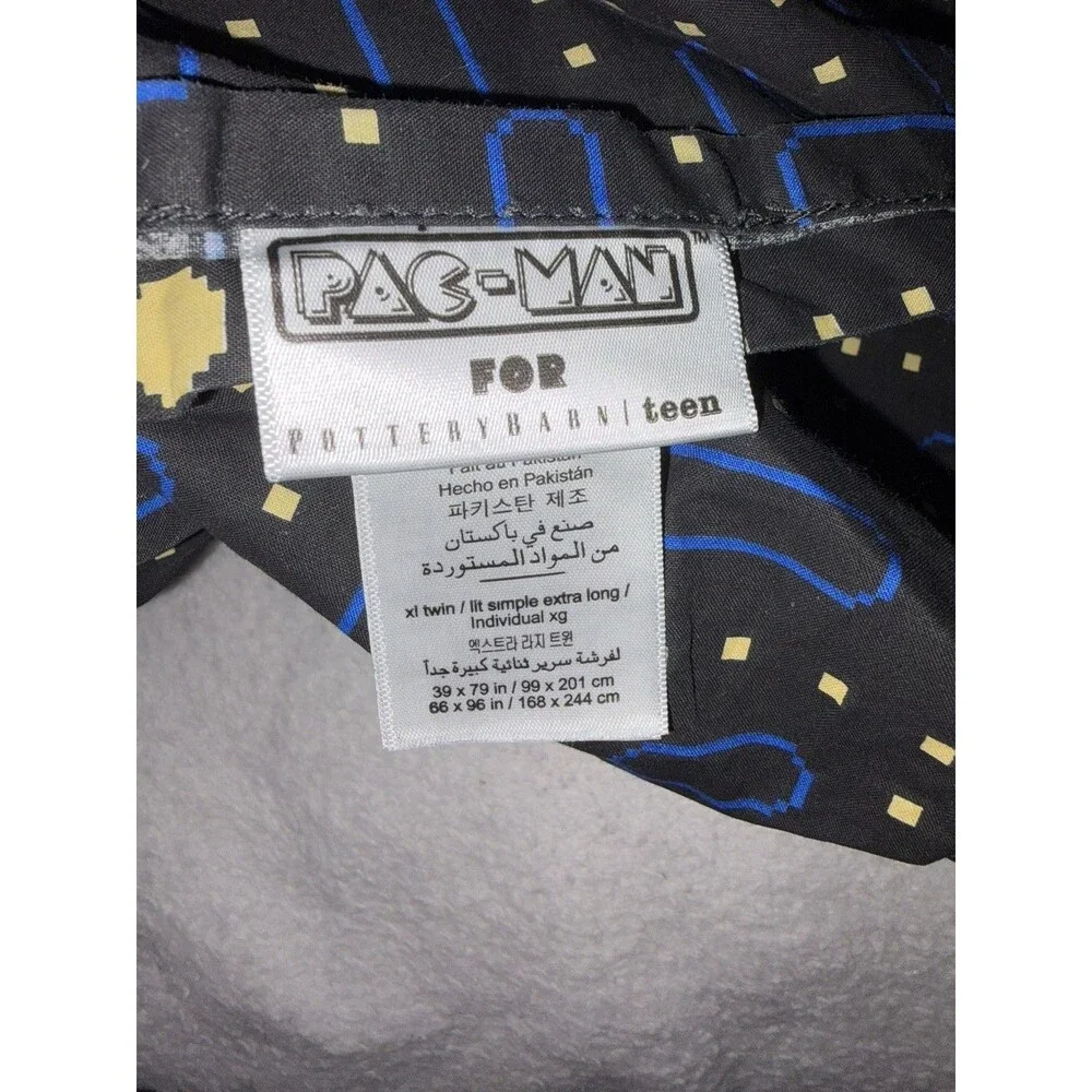 Pottery Barn Teen Pac-Man Full Flat Sheet pillowcase Organic Cotton Glow In Dark